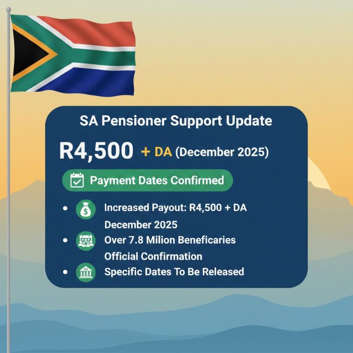 Pensioners to Get R4,500 + DA in December 2025 – SASSA Confirms Payment Dates for Over 7.8 Million Beneficiaries